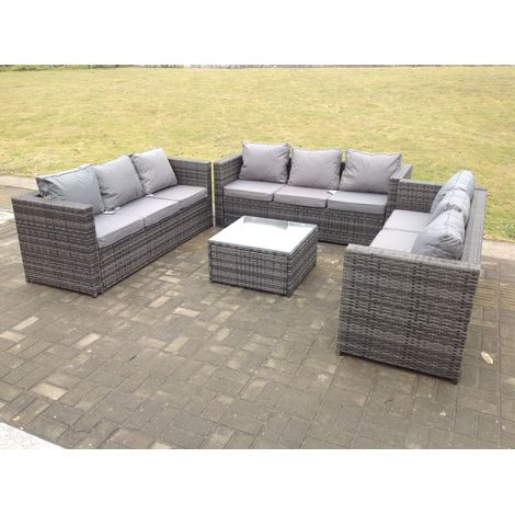 Fimous Rattan Gartenmöbel Lounge Sofa Set im Freien mit quadratischem Couchtisch (1/5)