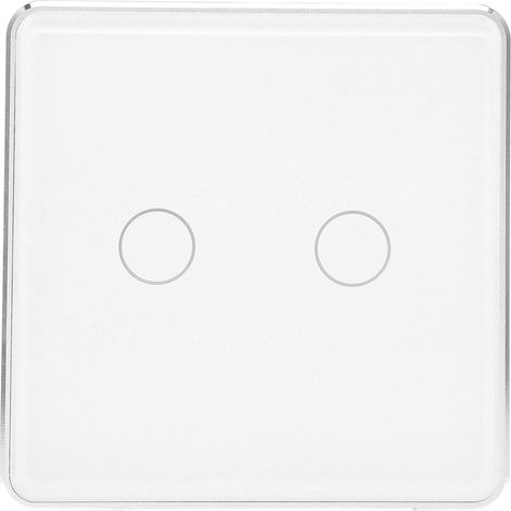 Interrupteur mural intelligent à 2 boutons avec télécommande tactile sans fil, panneau en verre trempé et association multi-contrôle pour Tuya
