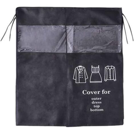 Housse Protège Housses de Vêtements 90 × 110cm Housse de Anti-Poussière Protection Portant Universelle Garment Covers (Noir) (1/5)