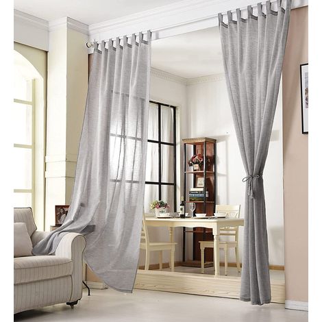 WOLTU 2 pièce Rideau Voilage, décoration pour fenêtre, Suspension à Pattes, 140x245 cm, Gris Foncé, VH5863dgr-2 (1/4)