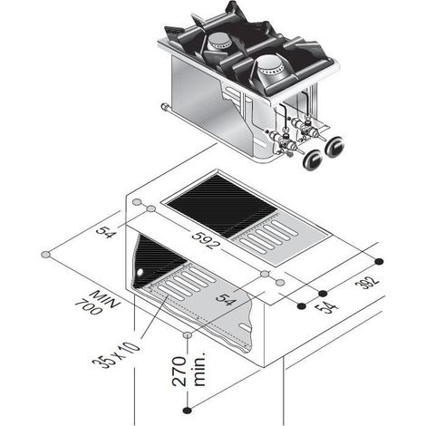 Réchaud à Gaz Drop-In - 2 Feux 3,5 kW et 5,5 kW - Combisteel (1/2)