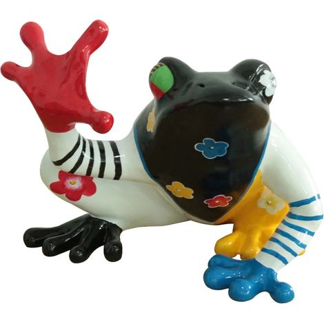 Statue grenouille assise peintures multicolore H32 cm - SAPO CRAZY (1/3)