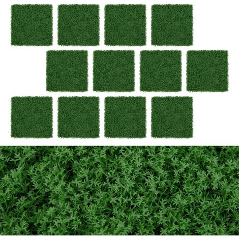 COSTWAY 12 Panneaux Muraux en Gazon Artificiel 50,5 x 50,5 cm, Panneaux de Mousse Vert Foncé Synthétique Toile de Fond Murale, Haie d'Intimité pour Jardin Cour Balcon Maison (1/5)