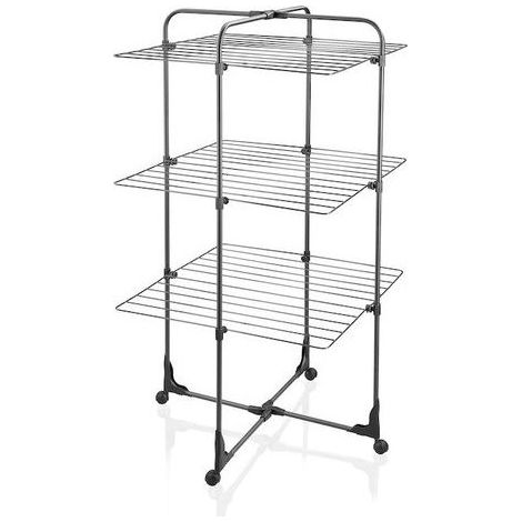 Asciugabiancheria - Leifheit - 270 Classic Black - Stendino con 27 m di stenditura - Griglie pieghevoli - Torre a 3 livelli - Nero