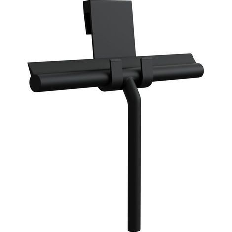 Raclette douche silicone noire avec support 21cm nettoyage vitres carrelage (1/5)