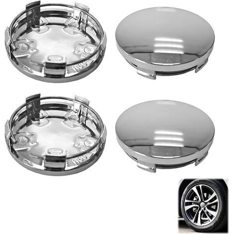 Centre De Jante Capuchons,Cache Moyeu Centre De Roue, Enjoliveurs de Jante 60mm, Capuchons de Moyeu Universels en Plastique ABS, 4 Pièces pour Voitures, Accessoires Auto (1/5)