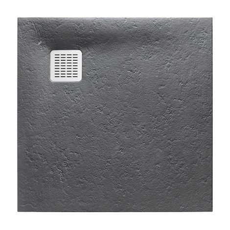 Roca – Receveur de douche à poser 90x90 cm – Antidérapant en Stonex – Finition texturée – Inclus siphon et grille inox (1/2)