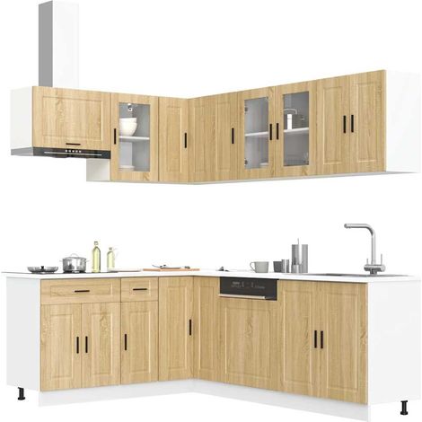 vidaXL Ensemble d'armoires de cuisine 11 pcs Porto bois d'ingénierie (1/5)