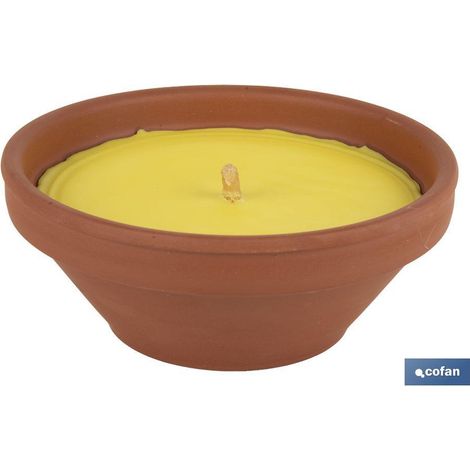 Bougie parfumée à la citronnelle 300 g en pot en terre cuite, durée de combustion : 20 heures (1/4)