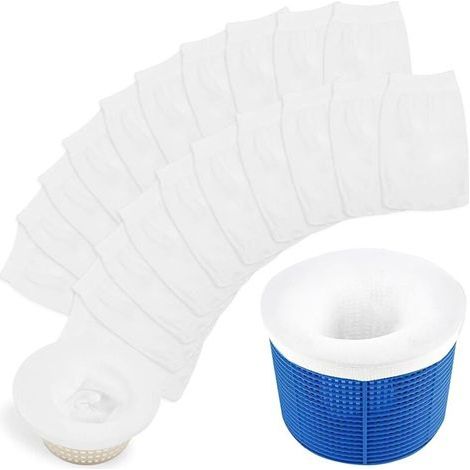 Chaussette Skimmer Piscine 20 Pièce, Réutilisable Chaussette Filtre Piscine, Prefiltre Skimmer Nylon Élastique avec Maillage Ultra-Fin, Chaussettes d'écumeur de Piscine pour les Débris et la Saleté (1/5)