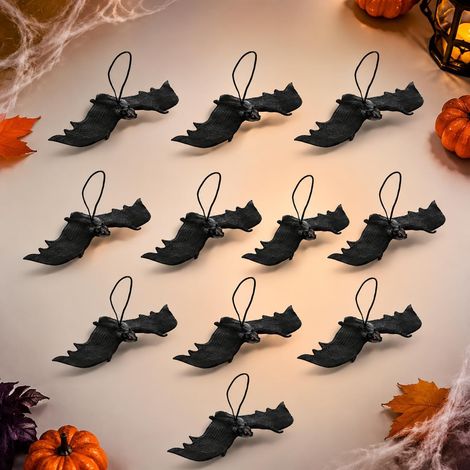 10 Pièces Chauve Souris Halloween Suspendues 3D, Chauve Souris Decoration Réaliste avec Cordon, Halloween Decoration pour Decoration Halloween Exterieur, Décoration Fête Maison (1/5)