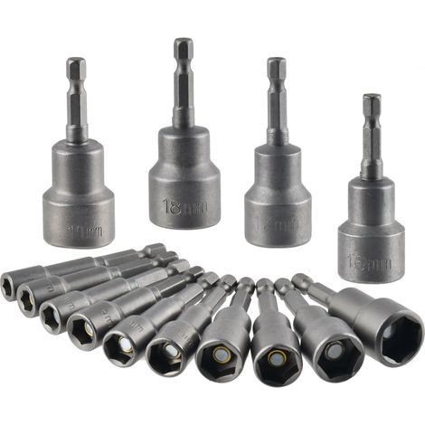 Douille Hexagonale Magnétique 14Pcs Douille Visseuse à Choc 6-19mm, Clés à Douille Magnétique Hexagonale Douille Set Magnétique 1/4 Hexagonale Douille Prise Adaptateur Outil (1/5)