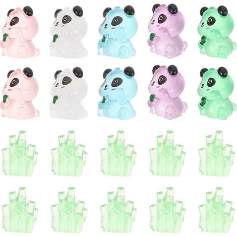 leuchtende Panda Bambus Miniaturfiguren aus Kunstharz für