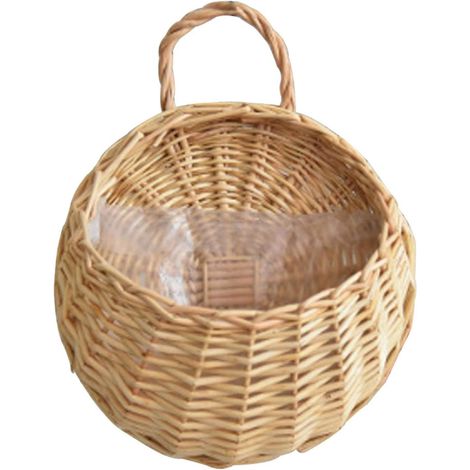 Hängender Rattankorb mit schlichtem Henkel, ideal zur Dekoration von Wänden, Gärten oder Hochzeiten. Ausführung 4, klein.