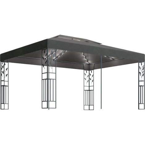 INLIFE Tonnelle avec double toit et lumières LED 3x4 m Anthracite (1/5)
