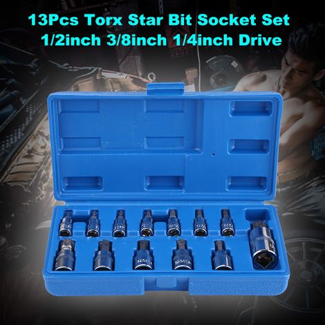 Jeu de 13 douilles Torx à embout étoile 1/2 pouce, 3/8 pouce et 1/4 pouce (1/5)