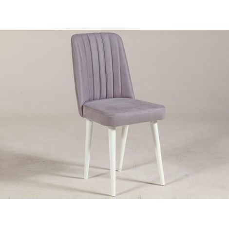 Chaise de salle à manger tissu gris et bois de pin blanc Mareva (1/3)