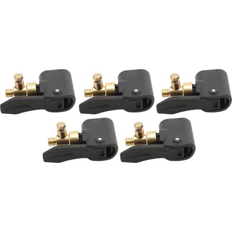 Lot de 5 valves de pneu avec embout de pompe, pince en cuivre, adaptateur pour gonfleur de pneu, connecteur fileté, dégonflable (1/5)