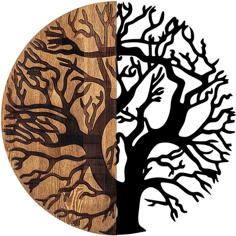 Décoration murale en métal et bois Arbre Modèle 8 (1/4)