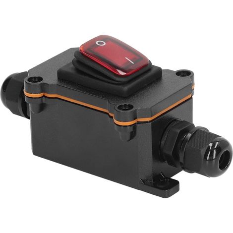 On-Line Cord Switch, Fireproof 25A IP65 Waterproof On Off Outdoor Rocker Switch 4 Pin PG9 Socket for Patio (Red) On Off Extérieur, Interrupteur à Bascule, 4 Broches PG9, Prise, Pour Terrasse (1/5)