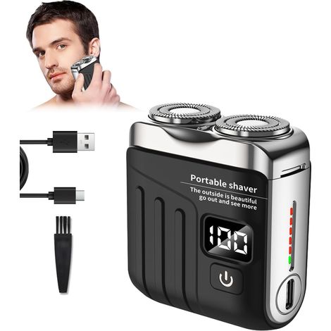 Mini Rasoir électrique, Rasoir Électrique de Voyage pour Hommes, Rasoir de Voyage Portable, Lame amovible, humide et sèche, adaptée aux voyages à domicile (Blanc argenté) (1/5)
