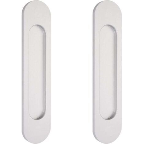 2 tiradores ovalados autoadhesivos plateados de 15 cm para puertas correderas, tiradores de aluminio de montaje empotrado para puertas correderas tipo granero, ventanas y armarios sin necesidad de tal