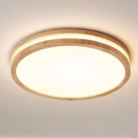 Plafonnier LED Moderne 24W Rond Plafonniers Bois Lampe de Plafond Blanc Chaud 3000K Luminaire Plafonnier LED Intérieur pour Salon Cuisine Couloir Salle à manger Chambre, Ø30cm (1/5)