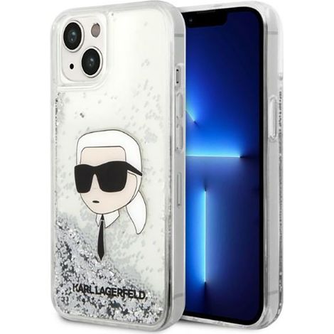 Karl Lagerfeld Liquid Glitter NFT Karl's Head - iPhone 14 Plus Hülle (Silber) (1/5)