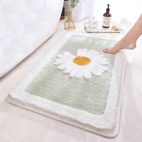 Tapis de salle de bain vert, microfibre ultra-douce, 5080cm, super absorbant, lavable en machine, antidérapant, (1/4)