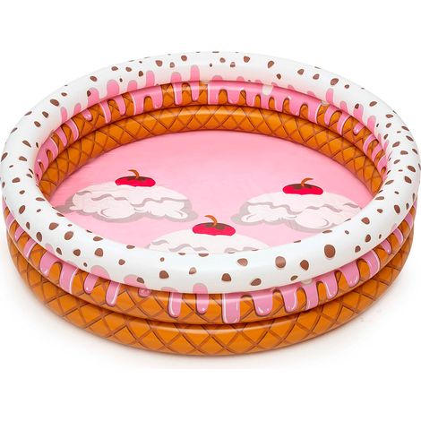 PISCINE 3 BOUCLES ENFANTS GLACES ENFANTS 160X38 CM GONFLABLE RONDE GÂTEAU BESTWAY (1/5)