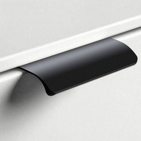 Poignées Invisibles - Alliage D'aluminium - Pour Meuble Cuisine Intégré - 96 mm - Noir - Lot De 10 (1/4)