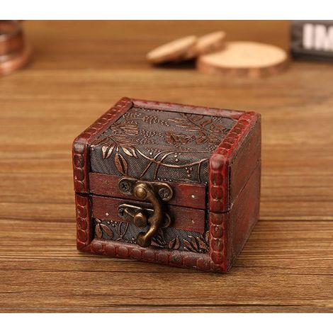 Vintage kleine Aufbewahrungsbox/Schmuckkästchen aus Holz, rot (1/2)
