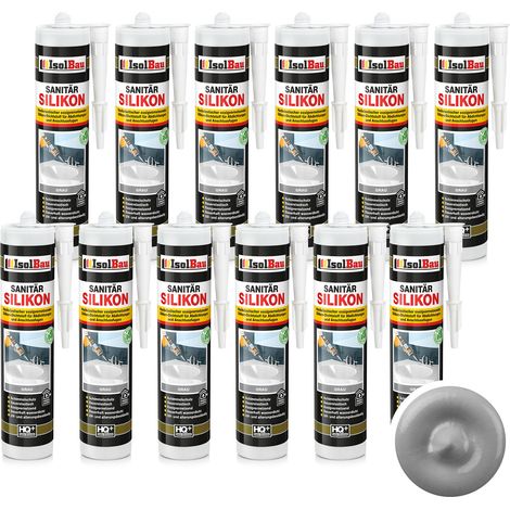 IsolBau Silicone Sanitario Grigio Sanitär Silikon 12 x 300ml (1/5)