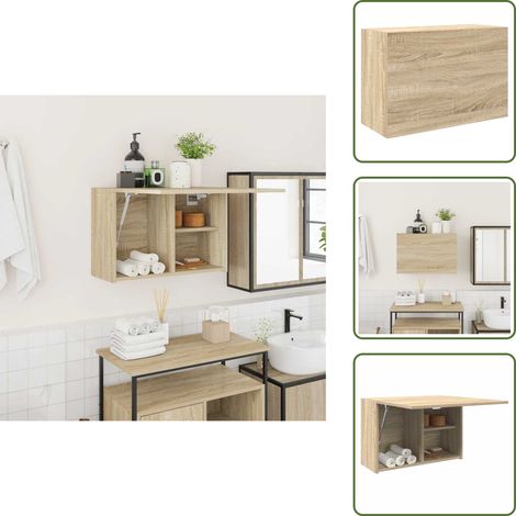 Madera de ingeniería - vidaXL Mueble de pared baño madera ingeniería roble Sonoma 60x25x40 cm - Armario de baño roble