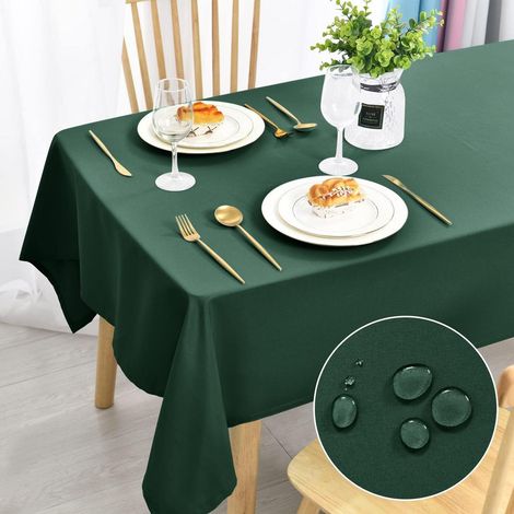 Nappe 140x240cm Vert, anti-taches, lavable, Polyester, rectangulaire