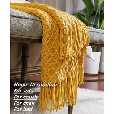 Schlafsofa mit dekorativem Strickbezug, 130 x 170 cm, Kurkuma-Farbe, ideal für Frühling und Sommer