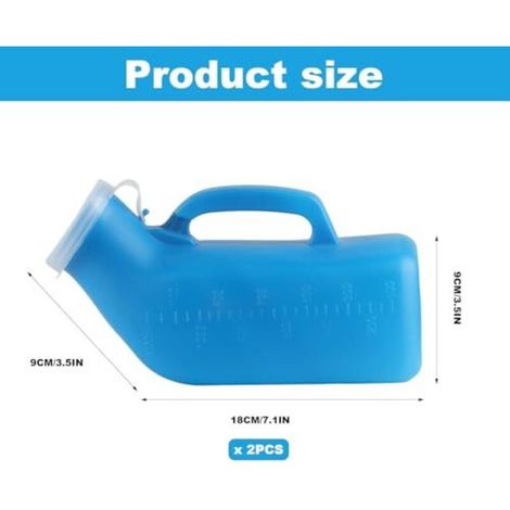 Portable Urinoir Homme, 1200ml Urinal Homme, Urinoirs pour Hommes, Bouteille Urine avec Couvercle Plastique Réutilisable pour Voyages, Camping, Déplacement (1/4)