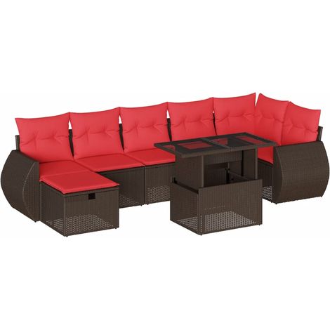 Maison Exclusive - Set Divani da Giardino 8 pz con Cuscini Marrone in Polyrattan (1/5)