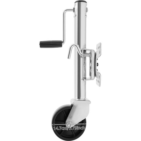 Gato para remolque de alta resistencia, altura ajustable, color plata. (1/2)
