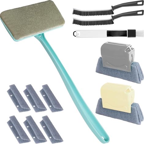 Brosse de nettoyage pour cadres fenêtres , grilles , grattoir à long manche amovible carrelage salle