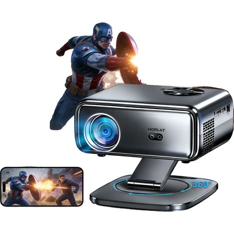 Proyector, resolución nativa 1080p, diseño giratorio de 360°, 64 GB, enfoque automático, enchufe europeo. (1/5)