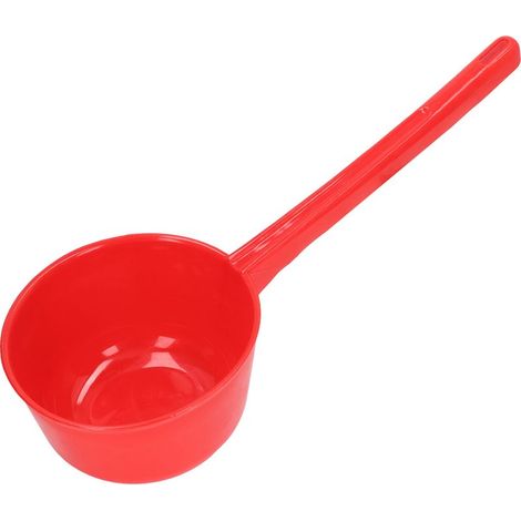 Louche à eau en plastique épais, grande capacité, à long manche, idéale pour le jardin, la salle de bain et la cuisine (rouge). (1/5)