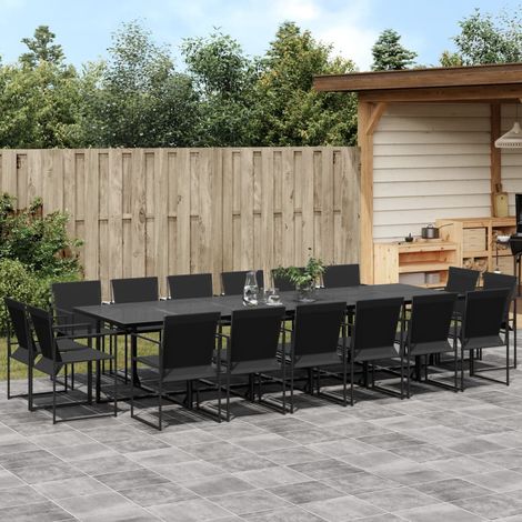 Ensemble à manger de jardin 17 pcs-Salon de jardin noir textilène 669872 (1/5)
