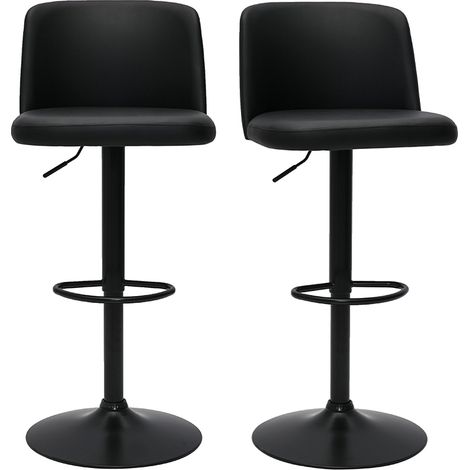 Barhocker höhenverstellbar schwarzes Polyurethan und schwarzes Metall (2er-Set) MONTI