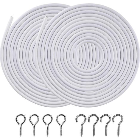 Filiyano – Câble spiralé pour rideaux (lot x2) avec œillets et crochets, pour tringle à rideaux de plafond et cordes à rideaux. (1/5)