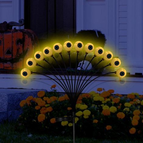Décorations d'halloween lumières solaires effrayantes de globe oculaire extérieur lumières de luciole se balançant, lumières solaires de chemin (1/5)
