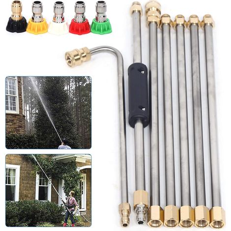 Brass Gutter Cleaning Tool Pressure Washer - Extension Wands, Roof Cleaner Lance Nozzle - 4000 PSI 5 Nozzles, Window Washing Accessories, Power Washer (120°) (1/5)