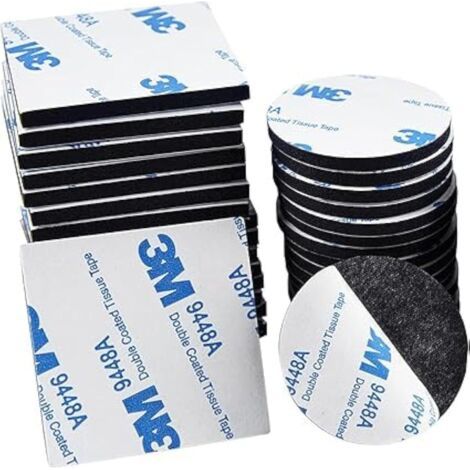 Adhesif Double Face Extra Fort Mousse, 40 Pièces Tampon Adhésif double face, 3M Pastille Adhesive Double Face Imperméables pour la Maison, Bureau, Carré & Ronde (1/5)