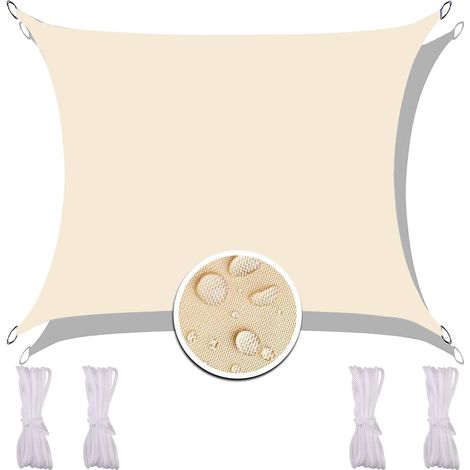 1 Voile d'ombrage, Imperméable, Tissu Oxford, Protection UV 95%, Corde de fixation, Pour terrasse, jardin, piscine