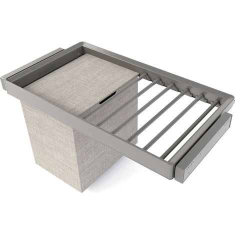 Emuca Satz aus 7-Stangen-Hosenhalter, Wäschekorb und ahmen für Schrank Quartz, mit Soft-Close- und Vollauszugsschienen, Modul 90 cm, Titan-Oberfläche (1/5)